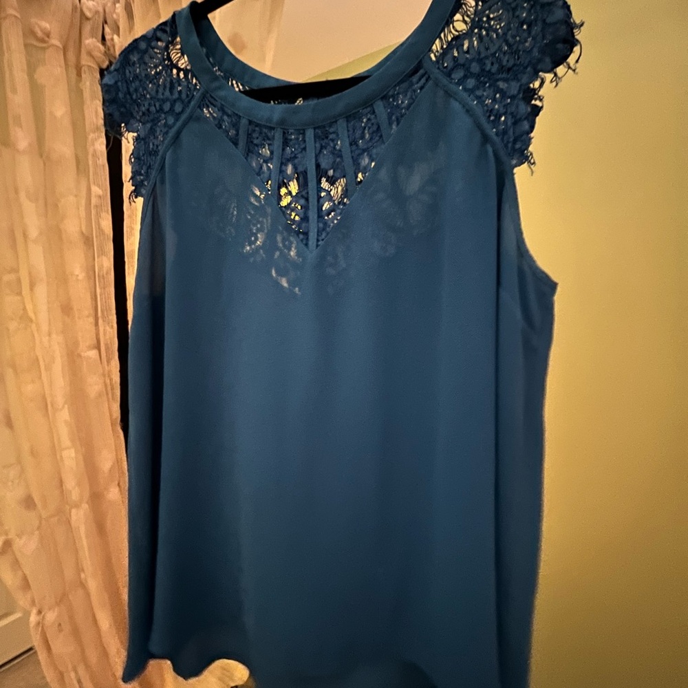 Brixon Ivy Blue Lace Accent Blouse